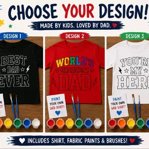 Paint Your Own Dad Shirt Kit Bundle  | 3 Father’s Day Designs for Kids to choose from
