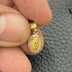14K Gold Virgen de Guadulupe Pendant Tri Color Unisex