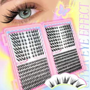 496pcs Mixed Style False Eyelashes, 8-16mm D-Curvature Lashes, Ideal for DIY & Festivals, Includes Extension Tool, Wispy Lash Clusters, D Curl Eyelash