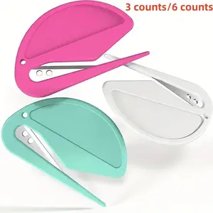 Random Color Letter Openers, 3/6 Counts/set Sharp & Efficient Envelope Slitter Set, Stylish Desktop Accessories for Easy Mail Opening, Summer Gift Ideas, Office Stationery Supplies