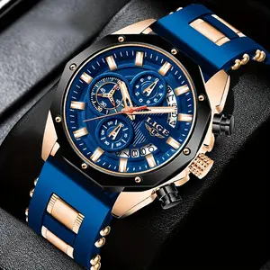 Men's luminous chronograph watch with calendar date display - waterproof quartz watch, analog display, stopwatch function, suitable for swimming and outdoor sports - ideal for students and men (perfect gift) Casual Open Dial