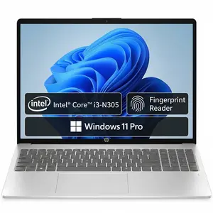 HP 15.6" FHD Laptop, Intel i3-N305, 8GB RAM, 256GB SSD, FR ID, Silver | Laptop for Students and Business, 15.6" FHD IPS Micro-Edge Anti Glare Display, Fingerprint Reader, WIN 11 Pro