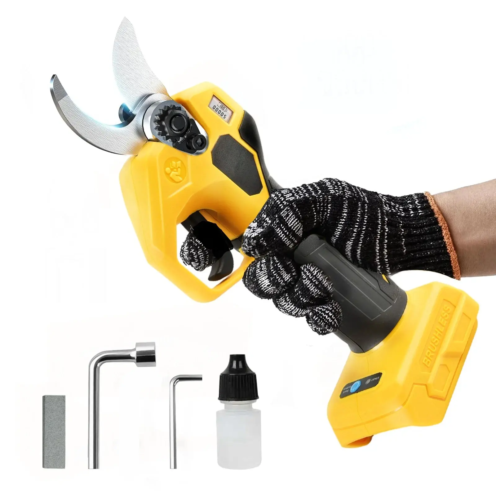 QUEP Cordless Pruning Saw for Dewalt 20V Battery - 2.1 lbs Lightweight Electric Tree Trimmer, Limb Branch Cutter, SK5 High-Carbon Steel Blade, 0.8-1.5" Cutting Capacity, LCD Display, 60V Flex, Cuts Branches Effortlessly (Tool Only, No Battery)