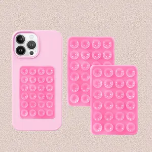2 Pcs Suction Cup Mount Hands-Free Mirror Shower Holder, Adhesive Grips for Back of Phone,Silicon Adhesive Phone Stand Sticky ,Non Slip Suction Cup Phone Mount Stand Sticky