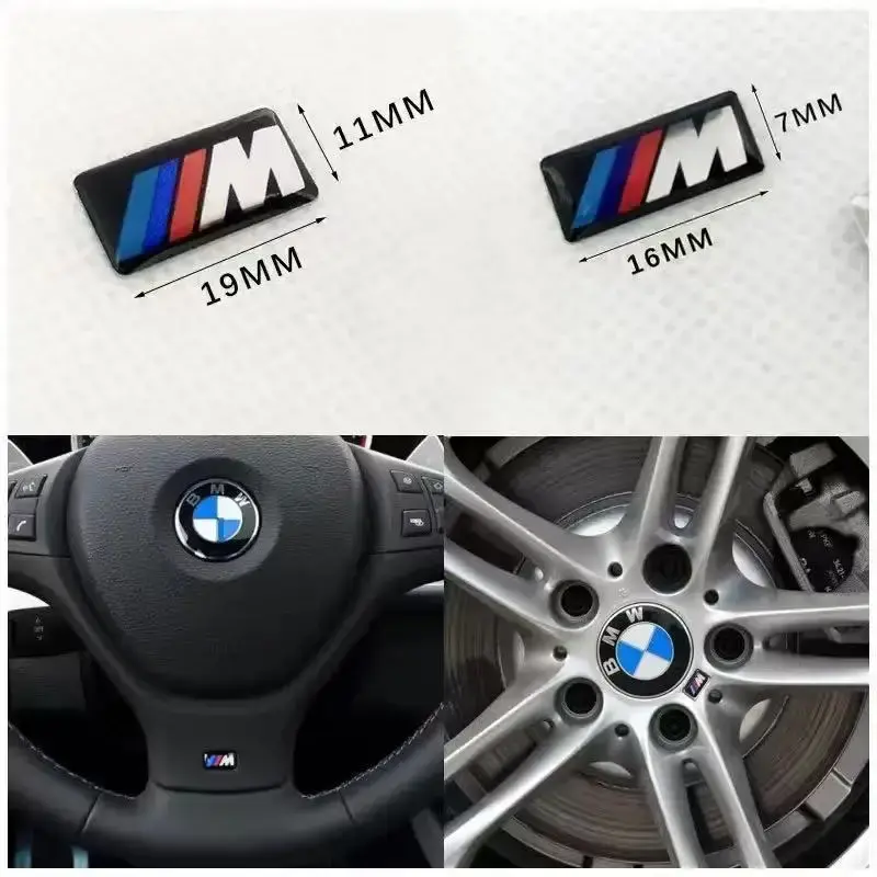 2026 New For All BMW E46 E39 E38 E90 E60 E36 F30 F20 X1 X3 X5 M Logo Car Steering Wheel Hub Caps Center Emblem Badge Sticker DIY Sticker For Car Décor