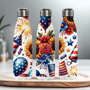 1pc 18oz insulated stainless steel outdoor water bottle features a floral and fireworks design inspired by American Independence Day. It's insulated, practical, and makes a perfect Christmas and holiday gift for family and friends.