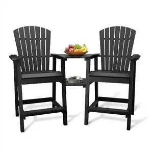 Gaomon Set of 2 All-Weather HDPE Adirondack Bar Height Chairs, 350lb Capacity Ergonomic Tall Patio Chairs with Wide Arms, Removable Tray, Footrest, Contoured Back, Weather Resistant, Easy Setup for Garden, Fire Pit