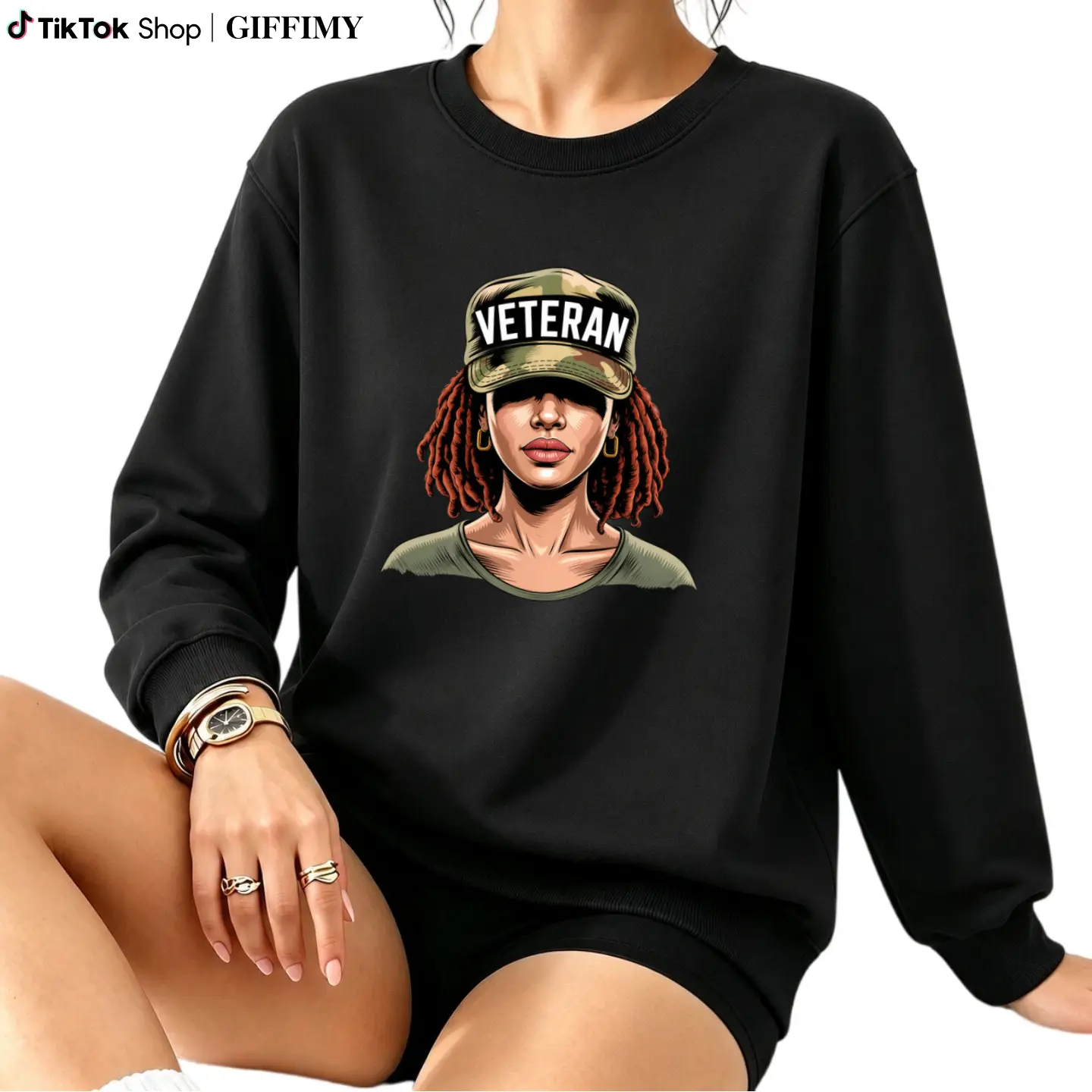 Comfortable Long Sleeve Sweatshirt for Veteran African American Female Soldiers – Proud Military Style