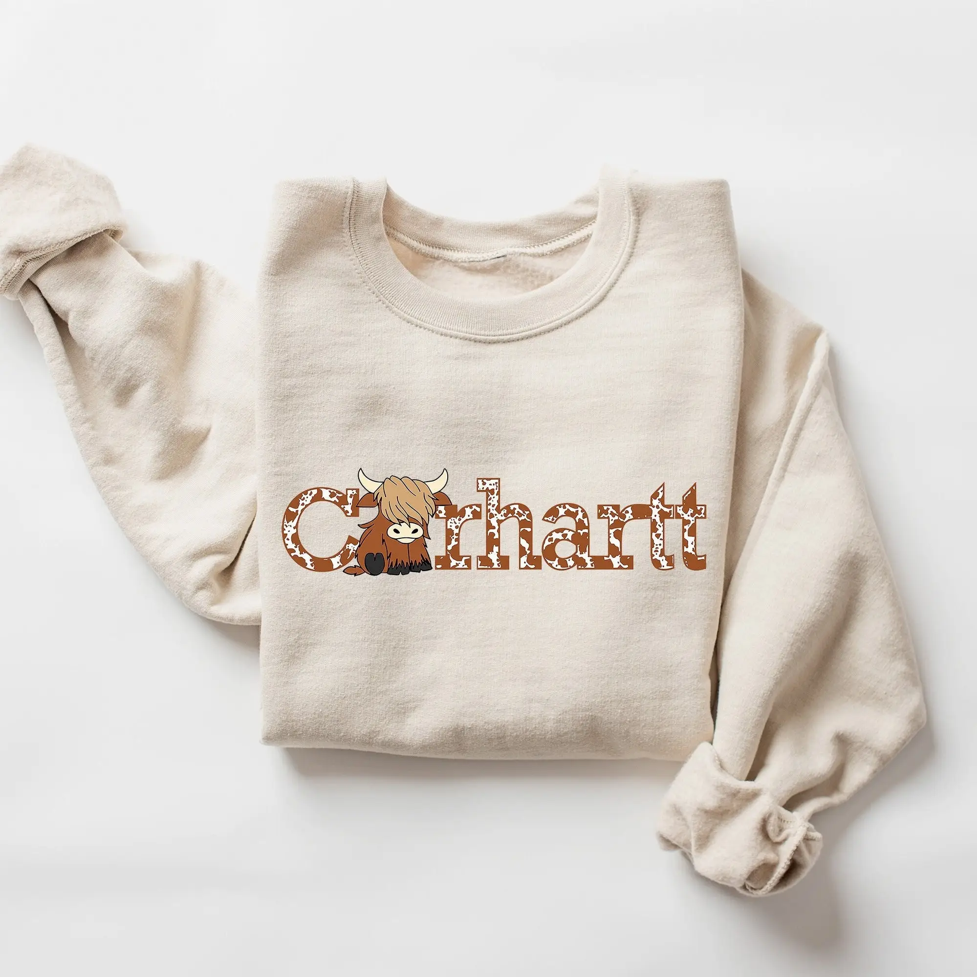 Highland Cow Sweatshirt, Western Crewneck, Gift For Farmer, Farm Animal Hoodie, Christmas Gifts, Cute Cow Sweater Fabric Menswear