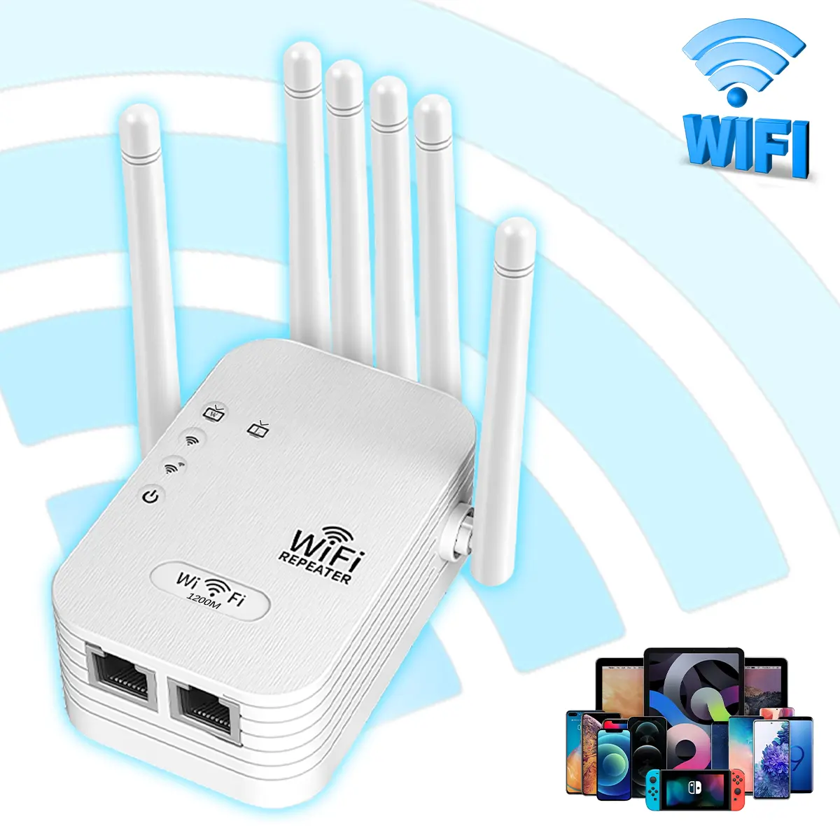 2026 WiFi Range Extender Signal Booster,Wifi Repeater Wireless Signal Booster,Internet Extender for whole home,AC1200Mbps,Dual-Band(5GHz/2.4GHz) with Repeater Mode and AP Mode,Low Latency,High Speed, Covers up to 3000 Sq.ft and 50+ Devices