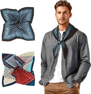Mens Silk Feel Scarf 2 Pack, 27 Inch Neckerchief Ascot, Novelty  Bandana Wrap