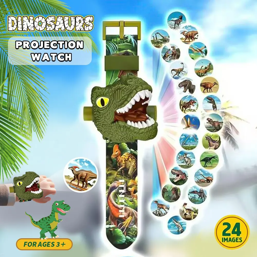 Dinosaur Projector Watch for Kids, Interactive Digital Watch Toy, Novelty Toddler Watch with 24 Anime Characters, Perfect Gift for Children Wristwatch