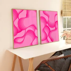 Hot Pink Wall Art - Preppy Room Decor - Aesthetic Posters - Maximalist Decor - Bright Pink Print - Magenta Abstract Art