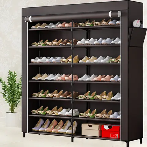 Double Row 7 Tier Storage with Compartments Storage Boxes & Bins Thickened Durable Dustproof Waterproof Shoe Storage Holders & Racks Shoe Container Shoe Storage Shoe Shelf【A001】 Deals For You Days Metal Organizer Multilayer Display