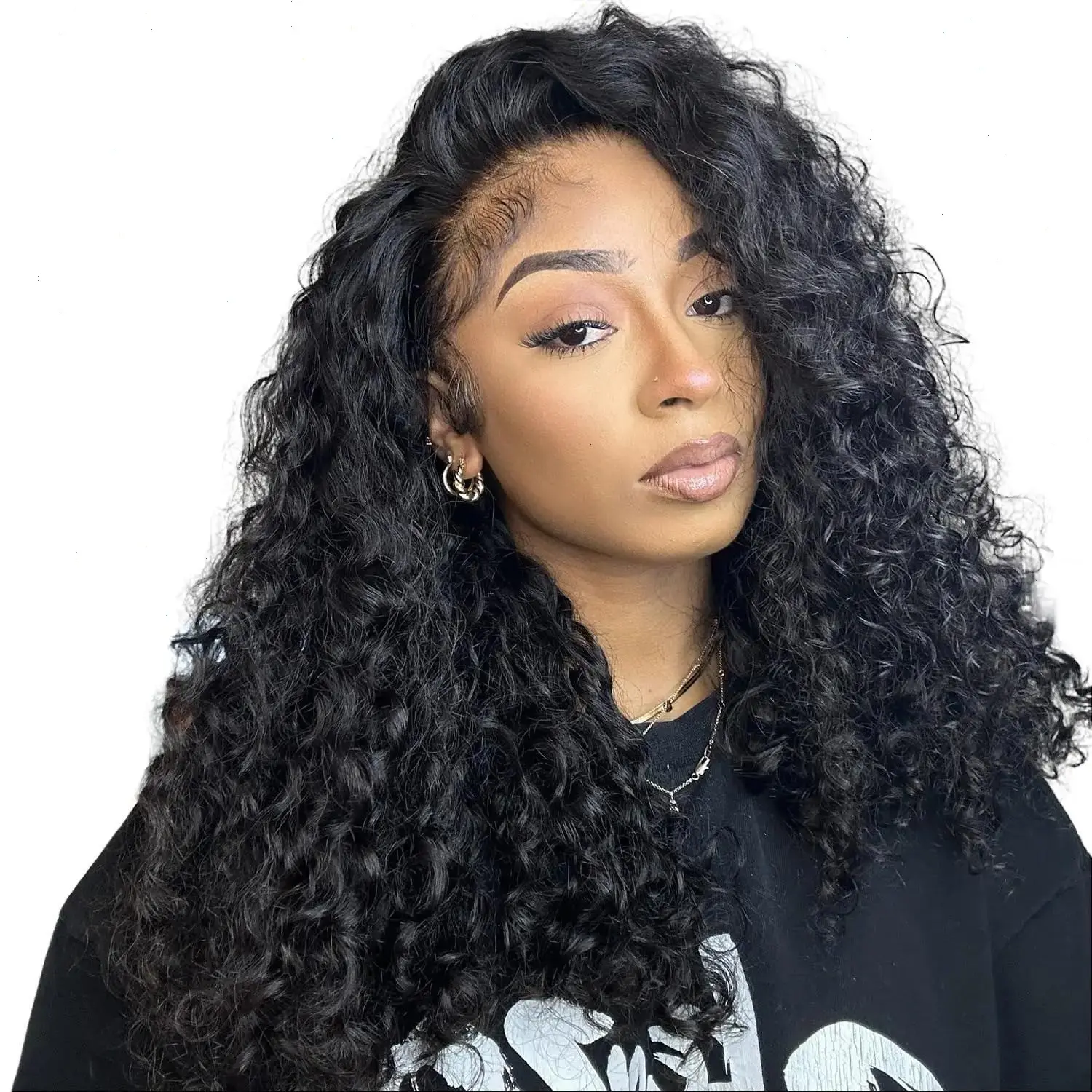 【2026 Super Deal】Curly Half Wig Human Hair 200 Density Glueless Wig Human Hair Afro Curly Hair 18 Inch 3 in 1 Women's Half Wig Drawstring Seamless Flip Suitable for Beginners#  #halfwigcurlyhair