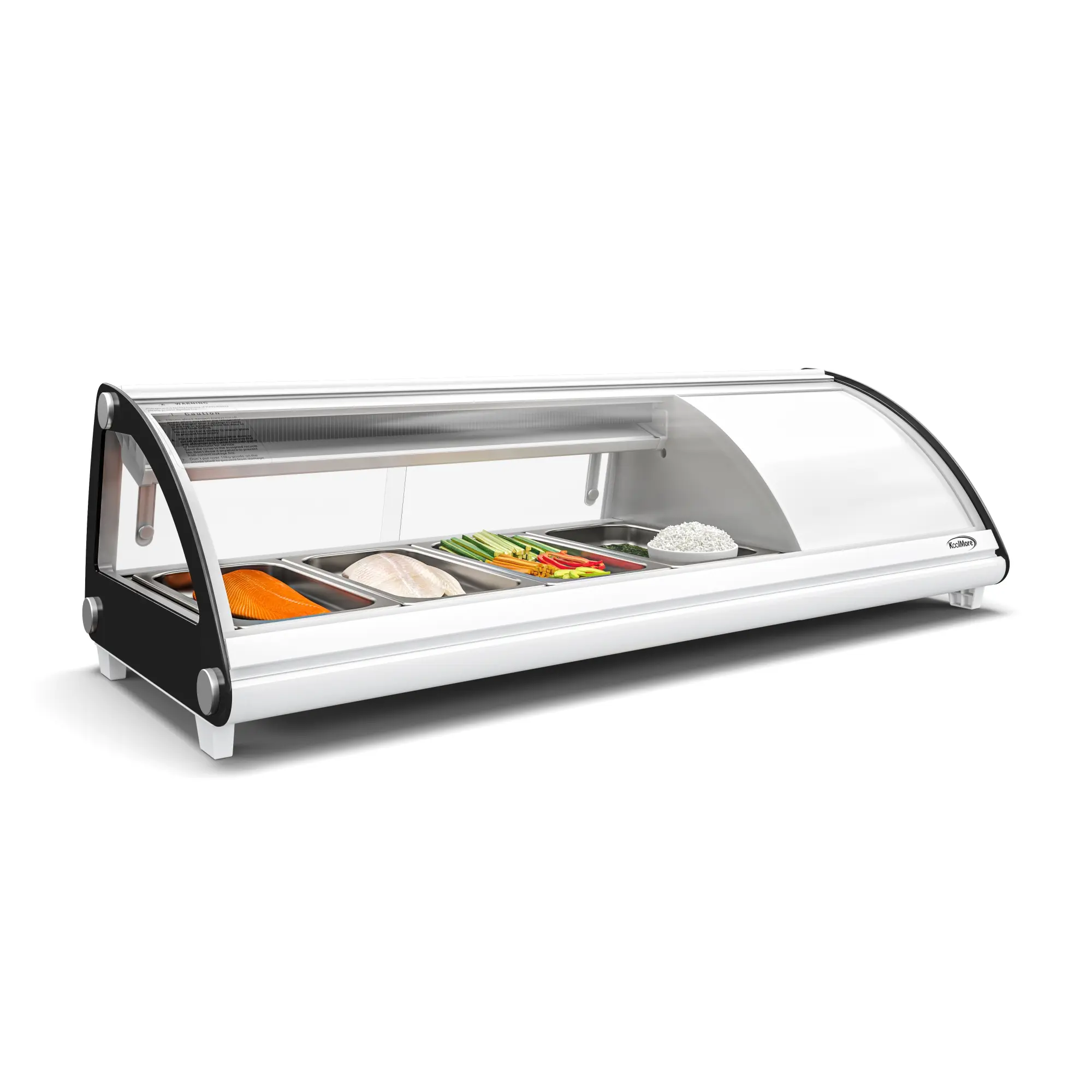 46 in. Glass Sushi Countertop Display Refrigerator with 4 Stainless Steel Trays in White (KM-SR46-WH)