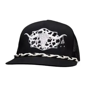 Longhorn Hide Braided Rope Hat Cowboy Hat Animal Print Snapback