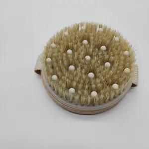 Solid Wood Pig Bristle Bath Brush, Body Dry Brush, Skin Cleaning Brush, Massage Fatigue Brush, Exfoliating Shower Brush