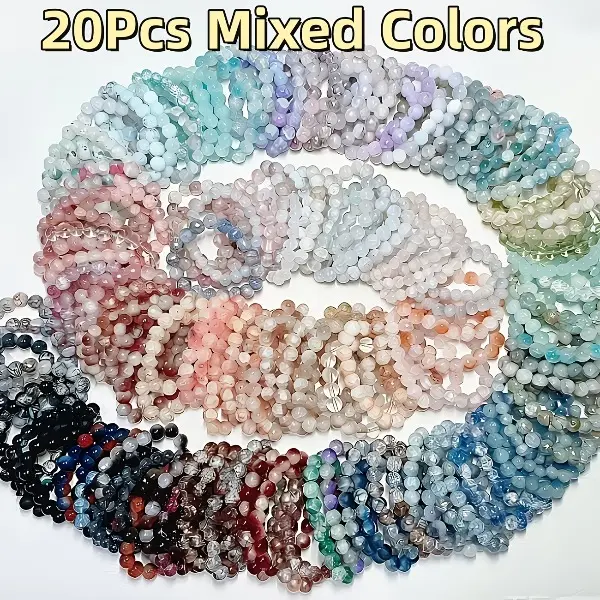 Women's 20Pcs Bohemian Glass Beaded Bracelet Set - Multicolor Retro Casual Jewelry for Women, Romantic Gifts for Her, Suitable for Daily Wear, Parties