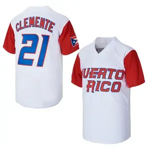 Roberto Clemente 21 Puerto Rico White Baseball Jersey,Gift for Game Day, Greenish