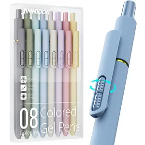 Colorful Gel Pens - 8 Pcs Colored Ink Pens Coloring | 0.7MM Smooth Writing Medium Point - Quick Drying Retractable Colored Pen for Journaling Note Taking (Vintage - 8Pcs