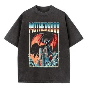 Vintage Washed Funny Mother Shirt for Women, Retro 90s Aesthetic Dragon Graphic Tee, Dark Fantasy Short Sleeve Tops, Trendy Mom Life Birthday Gift Idea