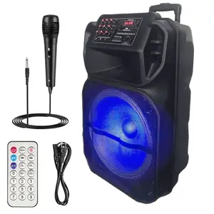 High Power Portable PA Speaker 12inch Powerful Sound Heavy Bass Subwoofer Speaker With Microphone Bluetooth Rechargeable LED Light DJ Party Box Karaoke Speaker