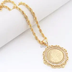 Virgen Guadalupe San Judas Centenario Necklace 14k Gold Plated