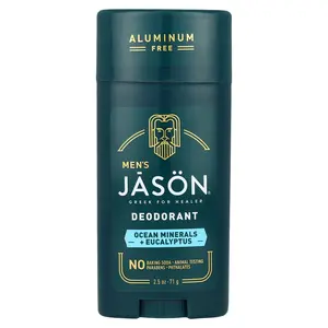 Jason Natural Men's, Deodorant, Aluminum Free, Ocean Minerals + Eucalyptus, 2.5 oz (71 g)