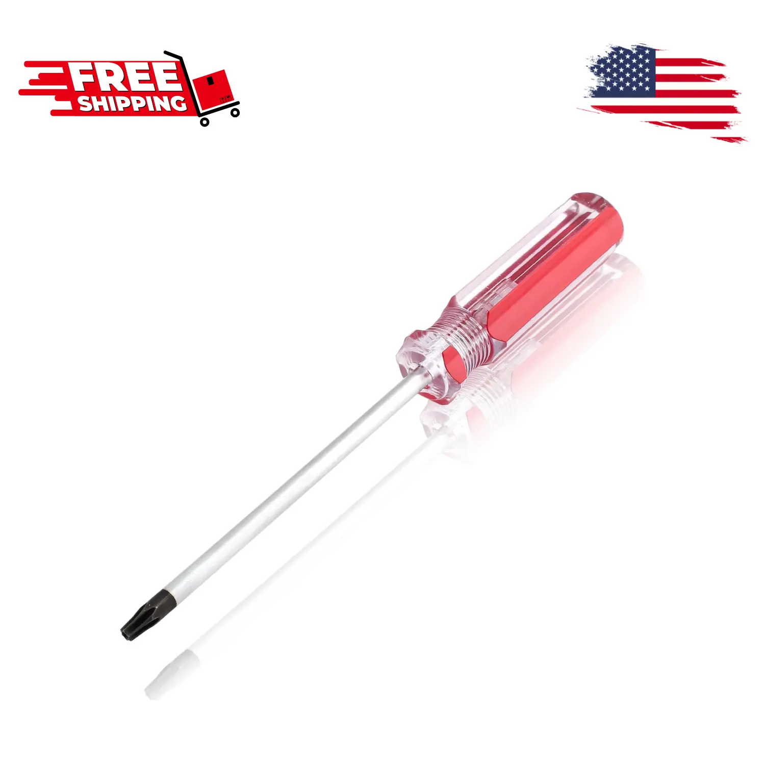 T20 Torx Security Screwdriver with Magnetic Tip Plastic Grip (Red, 178mm/ 7")