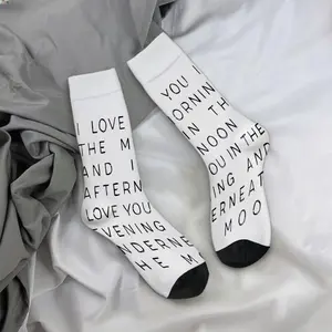 English love quotes decorative paintings mid-calf socks casual soft and comfortable autumn and winter essentials