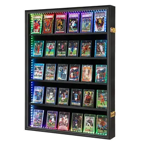 35 Card LED Sports Card Display Case, Lockable Shadow Box with Superior UV Protection, Remote-Controlled Lights for Baseball Basketball Football Trading Cards