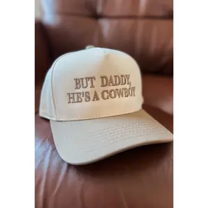 He's A Cowboy Trucker Hat I Beige