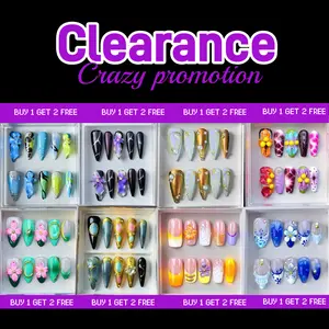 [BUY 1 GET 2 FREE ]MAGIC NAILS 3D Acrylic Almond Stiletto Square Shape Reusable Natural Finish Durable Elegant Design 2025 Edition Handmade Press-On Nails for Everyday Office Wear