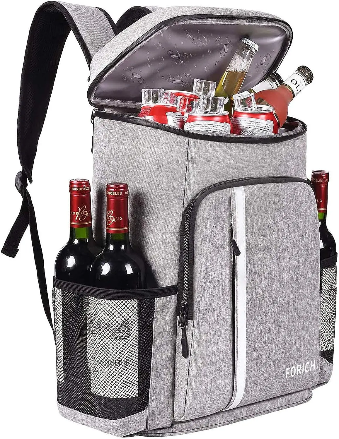 FORICH Leakproof Backpack Cooler with 30 Can Capacity, Durable Fabric and Multiple Pockets for Men and Women - Ideal for Camping, Hiking, Picnics, and More