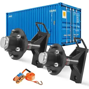 VEVOR Shipping Container Wheels 8-Lug Wheels Kit, Heavy Duty Shipping Container Axle with Ratchet Tie Down-Moves 20 ft - 40 ft, Secure Transport for Dock, Warehouse, Construction Site, BlackVEVOR Super Brand Day