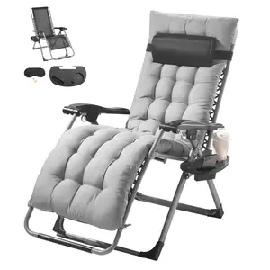 fathersdaygift VEVOR Zero Gravity Chair, 26 inch Zero Gravity Recliner Lounge Chair for Indoor and Outdoor, Adjustable Anti Gravity Chair with Cushion, Headrest, Footrest, and Cupholder, 500 lbs, Gray