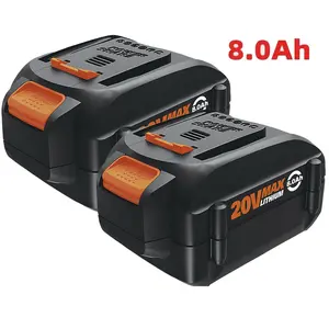High quality 2PCS 8.0AH battery For WORX WA3575 20V MAX Extend Lithium Battery 20 Volt WA3525