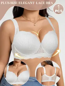 Plus Size Women's Lace Bra with Underwire, Sexy, Supportive and Adjustable Straps Design for All Seasons, 3/4 Coverage Bralette for Ultimate Comfort