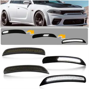 Dynamic LED Side Marker Lights for 2015-2024 Dodge Charger - Sequential White Turn Signals | 4pc Direct Replacement Kit | Plug & Play