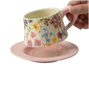 Ceramic Cup Set, Small Chic Family Kit, Mug Coffee Tea Cup, Multiple Colors, 9oz High-Temperature Fired, Perfect for Home Use