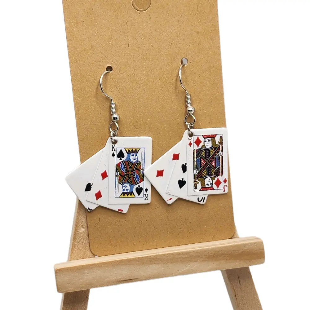 Playing Card Earrings Unisex Hook Earrings with Metal Coating Featuring Classic Symbols Lightweight Durable Fashion Accessories for Card Game Enthusiasts