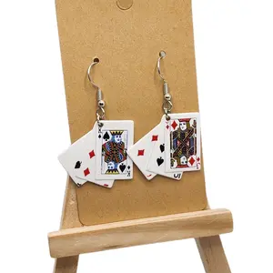 Playing Card Earrings Unisex Hook Earrings with Metal Coating Featuring Classic Symbols Lightweight Durable Fashion Accessories for Card Game Enthusiasts