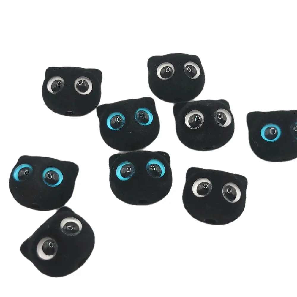 Cute Fuzzy Cat Head Beads, 19mm, 5ct, for DIY Jewelry Making and Crafting Projects