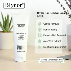 Blynor Hair Removal Cream 120ml - Gentle Formula, Non-Irritating, Painless, Moisturizing with Aloe Vera Extract for Armpit, Arms, Legs, Body Care