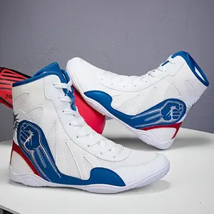 Men'S & Women'S High-Top Athletic Sneakers - Breathable Non-Slip Training & Sparring Shoes with Cushioned Arch Support, Red Colorway, Synthetic Upper & Rubber Sole, All-Season Gym & Combat Sports Footwear for Martial Arts, Boxing