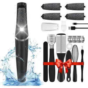 Rechargeable Electric Callus Remover Pedicure Nails Kit Set - Water-Resistant Scrubber with 4 Grinding Heads for Dead Skin Care, Charge Before Use, Ideal Gift for Adults