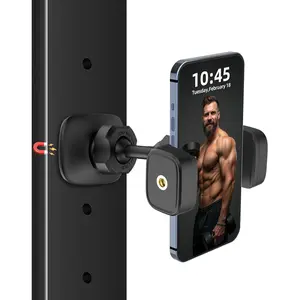 Magnetic Phone Holder Mount for Gym, Christmas Gift for Fitness Lovers, Attach to Metal Surface, [Metal Joint & 360° Adjustable], Compatible with All Smartphones