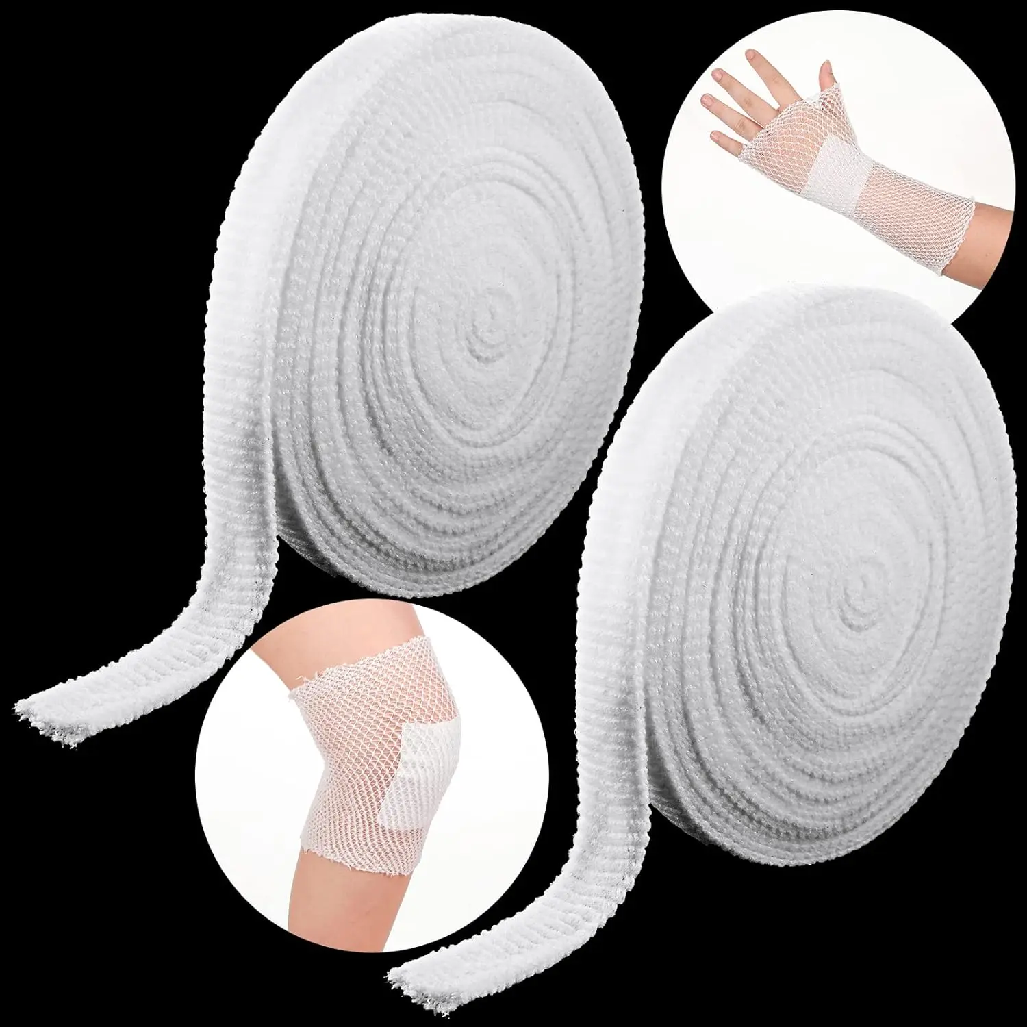 Pet Tubular Elastic Bandage (2 Rolls, Size 4) - Adhesive-Free Stretch Wound Retainer Net, Gauze Wrap for Dog & Cat Arm, Leg Support Dressing