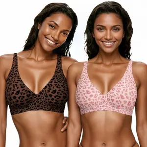 New Leopard Jelly Wireless Bra Women Comfortable Push Up Bras Wireless Seamless Full Coverage Bra Buttery Soft Everyday Tshirt Bra,comfortable, slimming and anti Seamless Tshirts Bras Deep V Everyday Bra Womenswear Bridal Mother's Day gift-MM